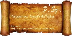 Petyerec Szofrónia névjegykártya